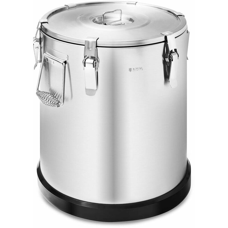 Conteneur isotherme inox alimentaire professionnel traiteur chaud froid (36 l, double paroi renfermant une couche d'isolation de 30 mm, couvercle