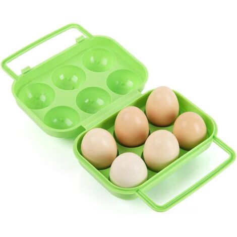 Conteneur porte - oeufs 6 compartiments, boîte de stockage d'oeufs en plastique protection antichoc, distributeur de transport portable de plateau d'oeufs, réfrigérateur extérieur de cuisine de voyage