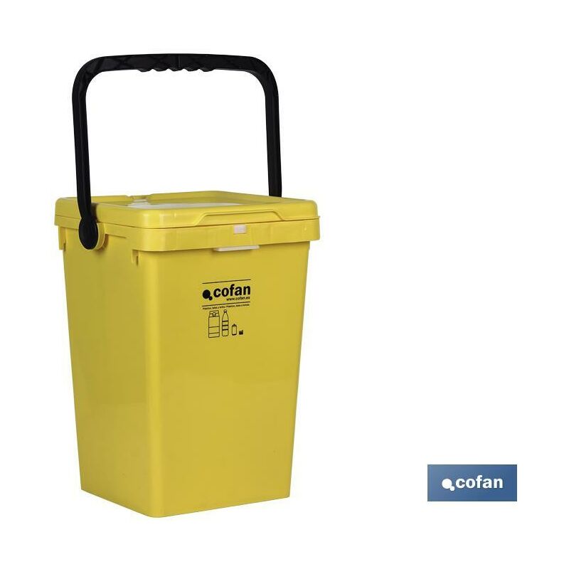 Conteneur jaune pour plastiques et boites de conserves