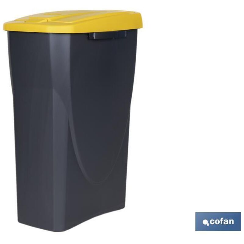 Poubelle jaune pour recycler du plastique et des emballages Trois dimensions et capacités différentes
