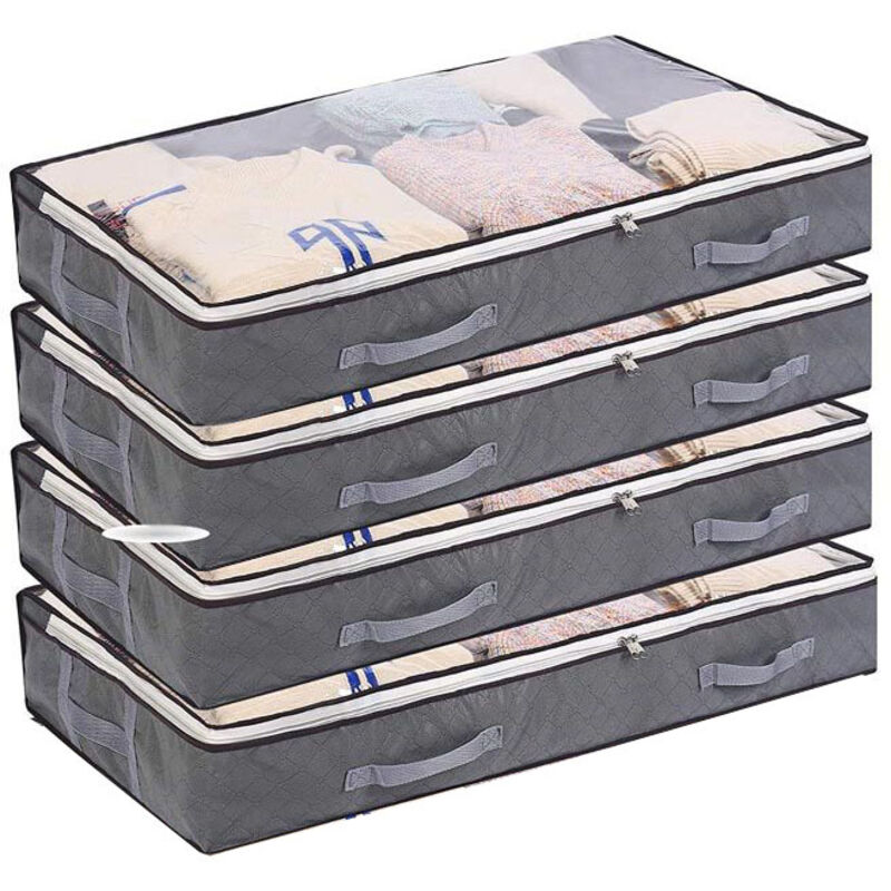 Conteneurs de rangement sous le lit, 4 pièces de 75l, bacs de rangement pour placard, sacs de rangement pliables sous le lit, 1005015cm