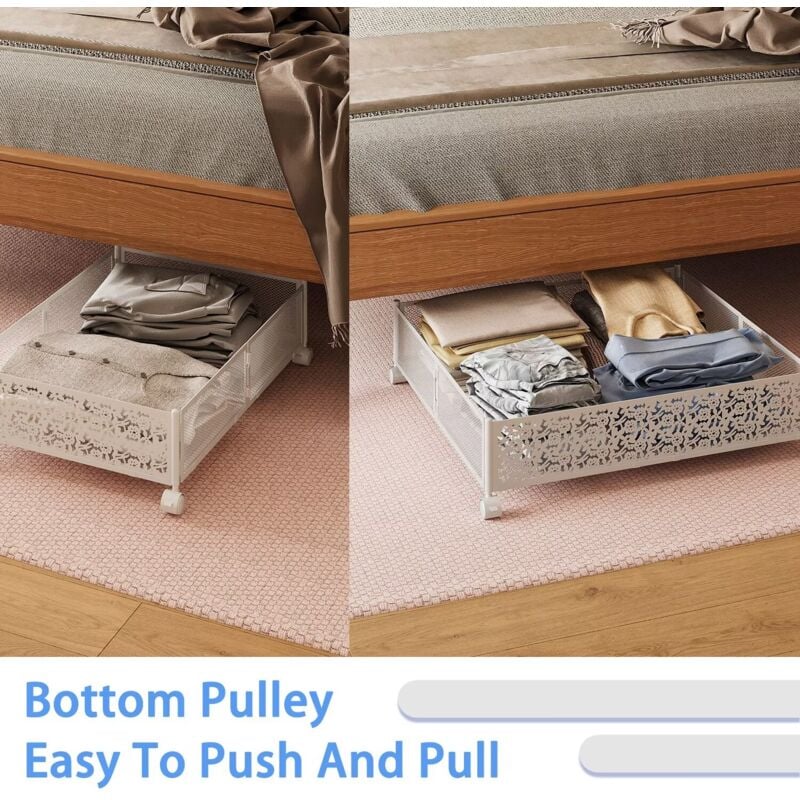Conteneurs de rangement sous le lit, rangement pour chaussures sous le lit avec roulettes, organisation de rangement pliable pour chambre à coucher
