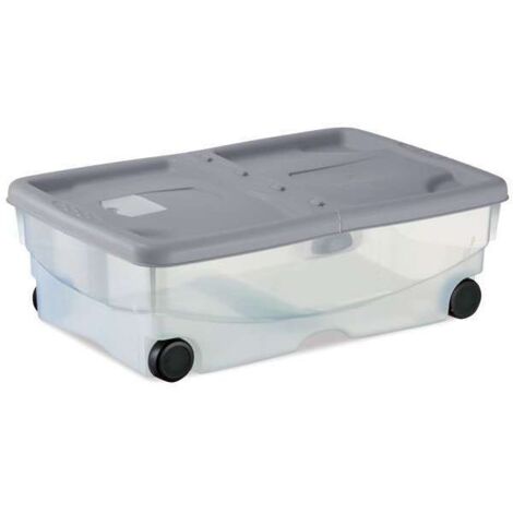 Contenitore  26L  Box Multiuso con Ruote e Coperchio a Doppia Apertura 60x40xH18cm STORAGE x armadio sotto letto o contenitore