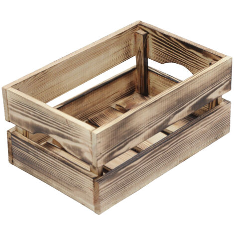 Contenitore a Cassetta Salvaspazio 30x20x14 cm in Legno Effetto Fiammato Naturale