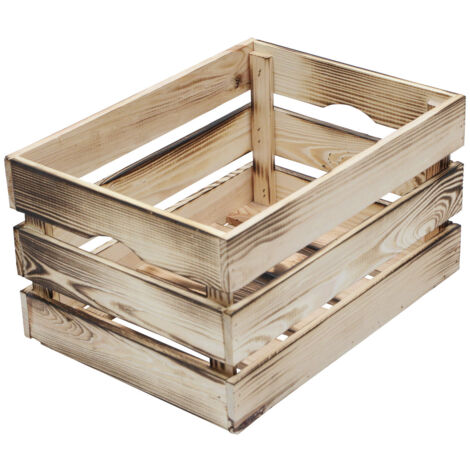 Contenitore a Cassetta Salvaspazio 40x30x24 cm in Legno Effetto Fiammato Naturale