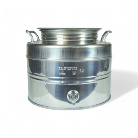 contenitore acciaio inox per olio con tappo a vite e attacco rubinetto - 50 lt