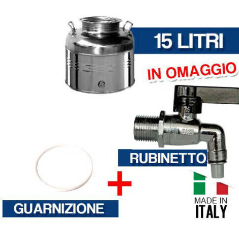 CONTENITORE BIDONE FUSTO PER OLIO IN ACCIAIO INOX 15 30 50 LT M. ITALY 36183V 15 LT C/RUB. (36183/