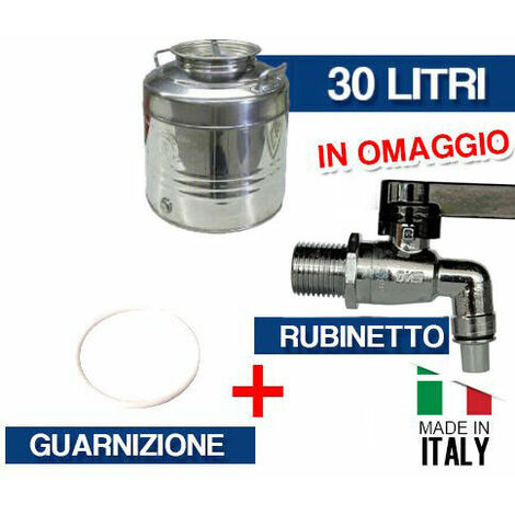 CONTENITORE BIDONE FUSTO PER OLIO IN ACCIAIO INOX 15 30 50 LT M. ITALY 36183V 30 LT C/RUB. (36184/1