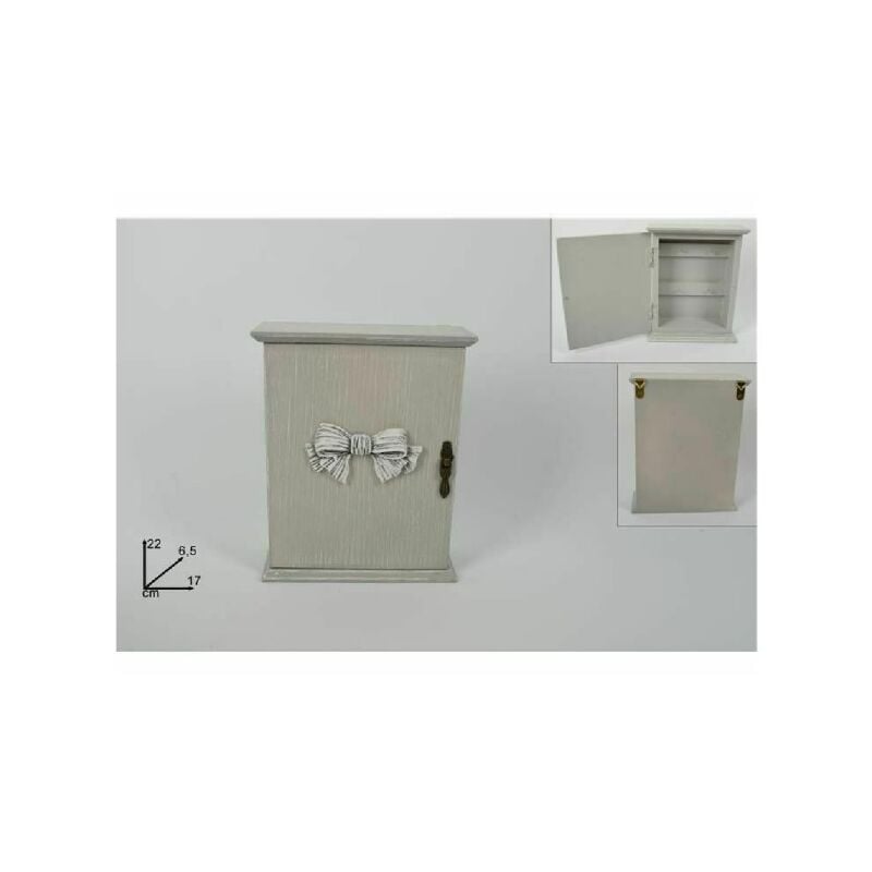 Image of Trade Shop - Contenitore Box Cassetta Porta Chiavi Portachiavi In Legno Con Fiocco 17x22x6.5cm