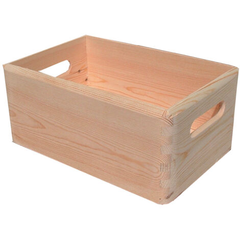 Contenitore Box Salvaspazio Sovrapponibile 30x20x14 cm in Legno di Pino Naturale