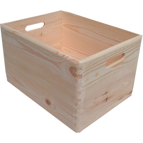 Contenitore Box Salvaspazio Sovrapponibile 40x30x23 cm in Legno di Pino Naturale