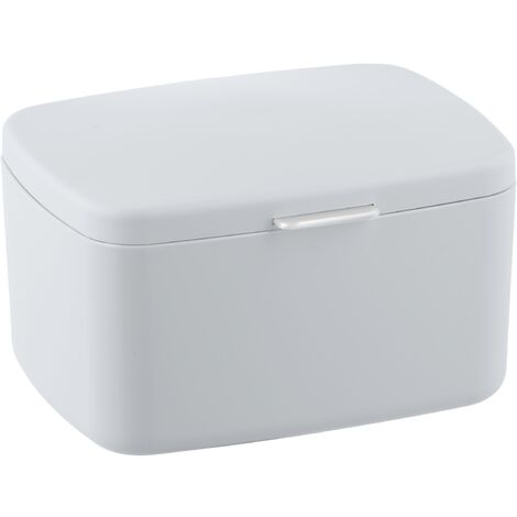WENKO Contenitore con coperchio Barcelona bianco - Cestino portaoggetti,  cestino da bagno con coperchio, assolutamente infrangibile Capacità: 2.479  l, TPE, 19.5 x 11 x 16 cm, Bianco