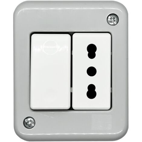 Contenitore con presa bipasso e modulo Uniko, 2 moduli, IP40 - 4Box Externa IP40 4B.IP40.BT.CU