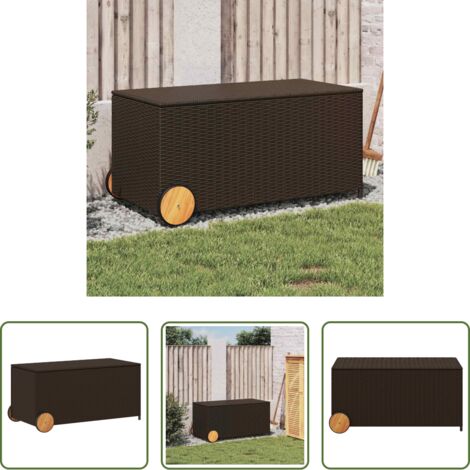 Contenitore con ruote -  Contenitore da Giardino con Ruote Marrone 190L in Polyrattan