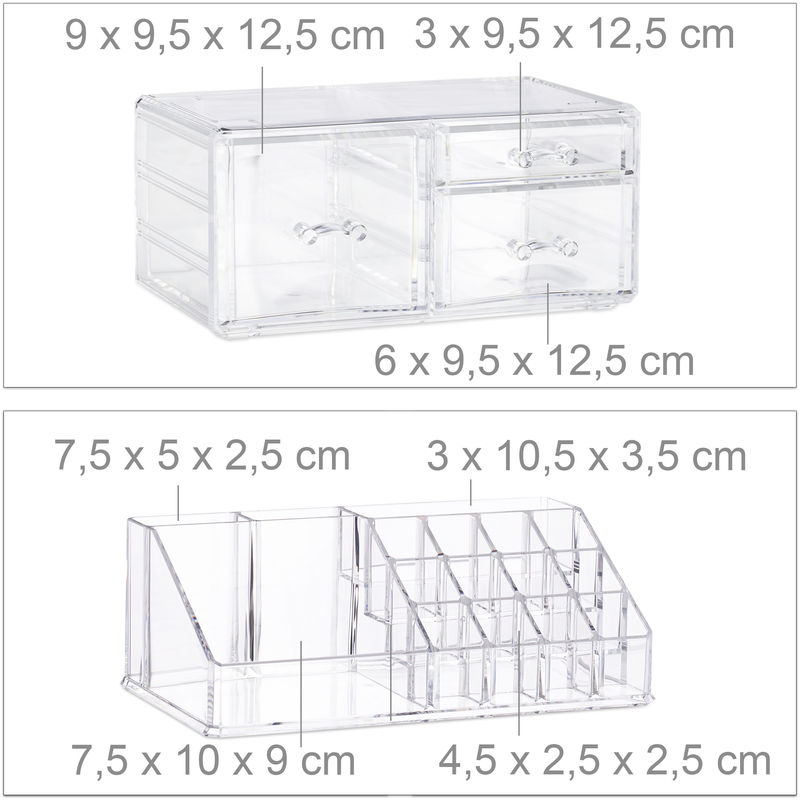 Contenitore Cosmetici 3 Cassetti Porta Trucchi Per Smalti Rossetti Organizer In Acrilico Trasparente