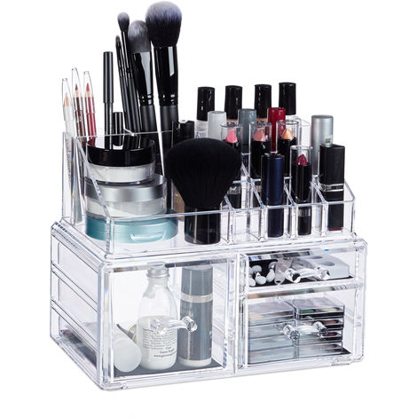 Contenitore Cosmetici 3 Cassetti Porta Trucchi Per Smalti Rossetti Organizer In Acrilico Trasparente