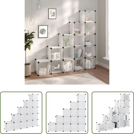 Contenitore cubo -  Contenitore Cubo Portaoggetti con 15 Cubi e Ante Trasparente PP