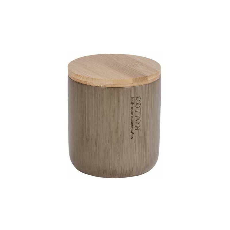 Image of Scatola per il bagno Palo, piccola scatola con coperchio in bambù, Poliresina - bambù, ø 9,8x11 cm, color tortora - marrone - Wenko