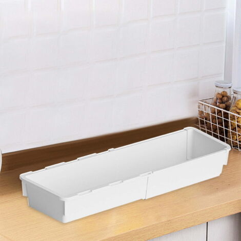 Contenitore da cucina espandibile in plastica – Armadietto portaoggetti regolabile, con parte superiore aperta, impilabile, di grande capacità per snack e altri oggetti, bianco.