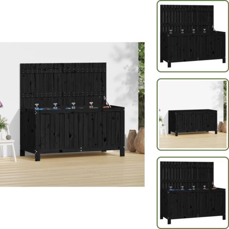 Contenitore da esterno - vidaXL Contenitore da Giardino Nero 121x55x64cm Legno Massello di Pino - Contenitore in pino