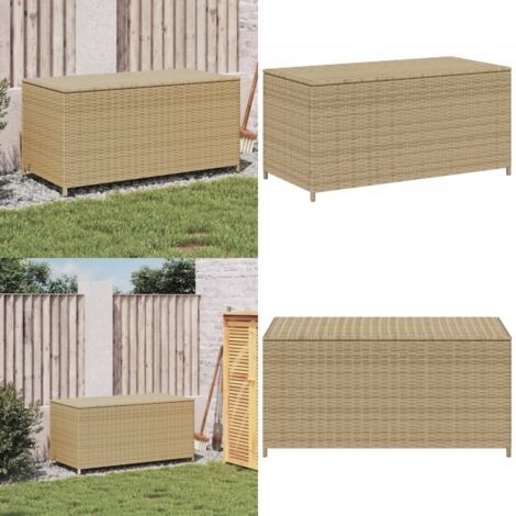 Contenitore da Giardino Beige Misto 190L in Polyrattan - Contenitore da patio - Contenitore in rattan