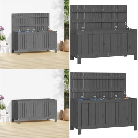 Contenitore da Giardino Grigio 115x49x60 cm Legno Massello Pino - Cassa portaoggetti - Legno massello