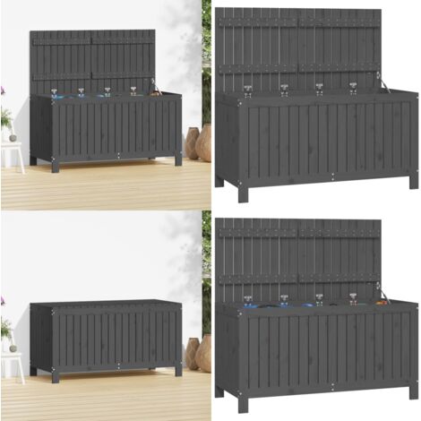 Contenitore da Giardino Grigio 121x55x64 cm Legno Massello Pino - Cassa portaoggetti - Legno massello