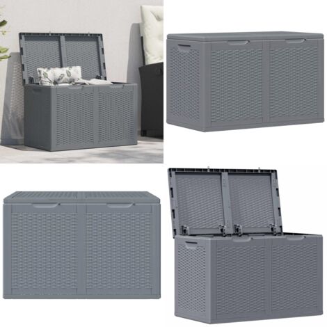 Contenitore da Giardino Grigio in Rattan PP 180 L - Contenitore in rattan - Contenitore da esterno
