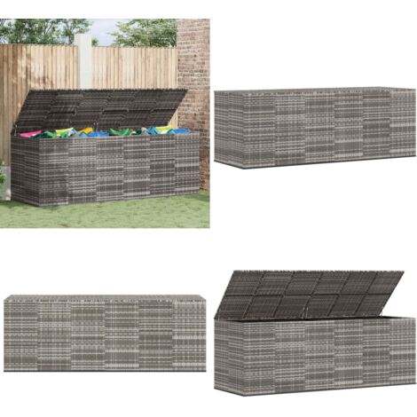 Contenitore da Giardino in Rattan PE 291x100,5x104 cm Grigio - Contenitore da giardino - Rattan PE