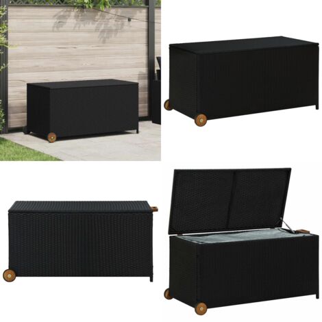 Contenitore da Giardino Nero 120x65x61 cm in Polyrattan - Contenitore per cuscini - Contenitore in polyrattan