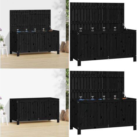 Contenitore da Giardino Nero 121x55x64cm Legno Massello di Pino - Cassa portaoggetti - Contenitore in legno