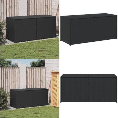 Contenitore da Giardino Nero 283L in Polyrattan - Contenitore per oggetti da esterno - Contenitore per cuscini