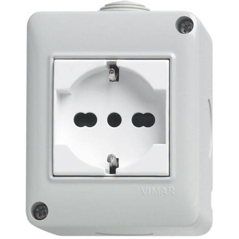 Contenitore da parete idrobox 2 moduli IP40 con presa Vimar 14802.U