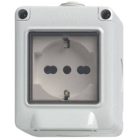 Contenitore da parete idrobox 2 moduli IP55 con presa Vimar 14902.U