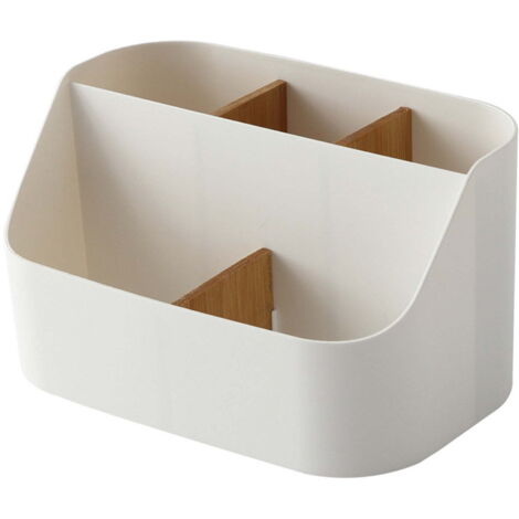 Contenitore da scrivania con divisori rimovibili, di grande capacità, ideale per casa, ufficio, camere studentesche, cucina e bagno. Base antiscivolo con tappetino in ABS resistente.