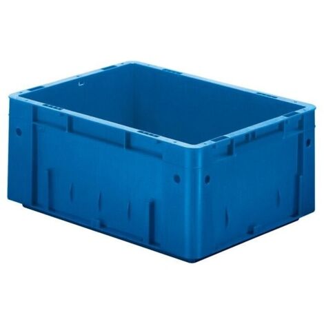 Contenitore di trasporto L400xP300xH175mm blu in PP con pareti laterali robuste, chiuso