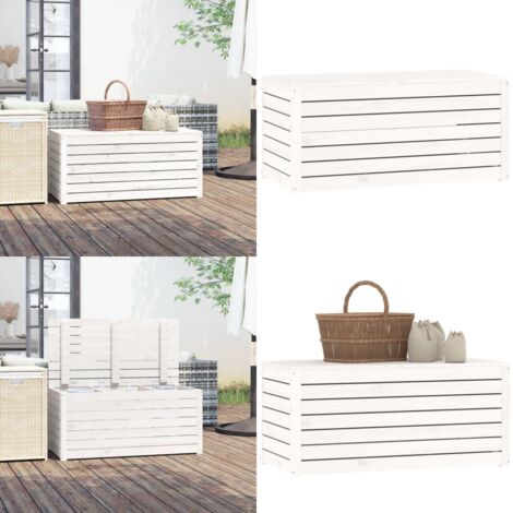 Contenitore Giardino Bianco 101x50,5x46,5cm Legno Massello Pino - Contenitore in legno - Contenitore in pino