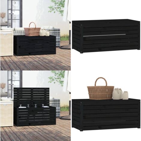 Contenitore Giardino Nero 101x50,5x46,5 cm Legno Massello Pino - Contenitore esterno - Cassetta da giardino