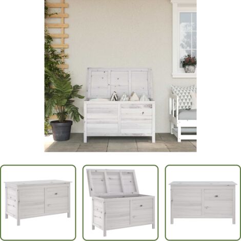 Contenitore in legno -  Contenitore Giardino Bianco 99x49,5x58,5cm Legno Massello Abete