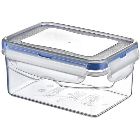 Contenitore in plastica trasparente con coperchio a chiusura ermetica e clip