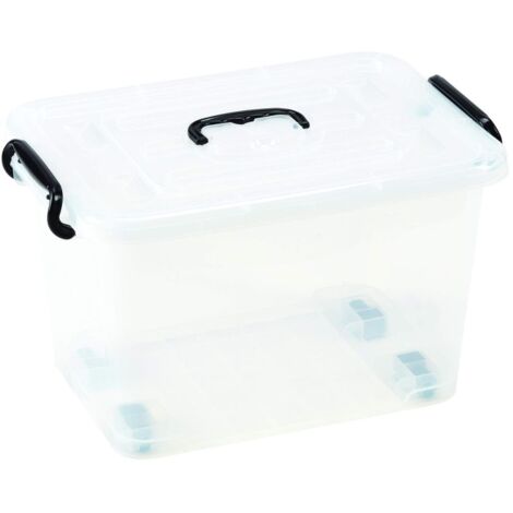 Contenitore In Plastica Trasparente Con Coperchio E Ruote 85l