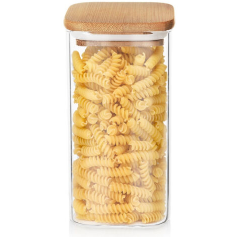 Contenitore in vetro da cucina in bambù, ermetico, per alimenti e prodotti sfusi, 1,5 l