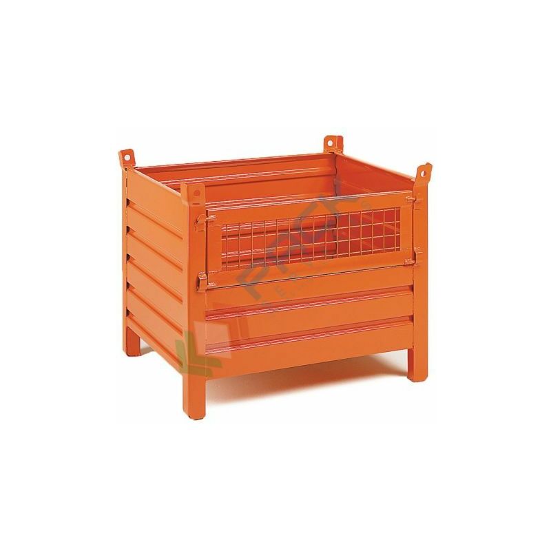 Image of Contenitore 4 piedi, 120 x 80 x 84,5 cm + anta rete - Arancio