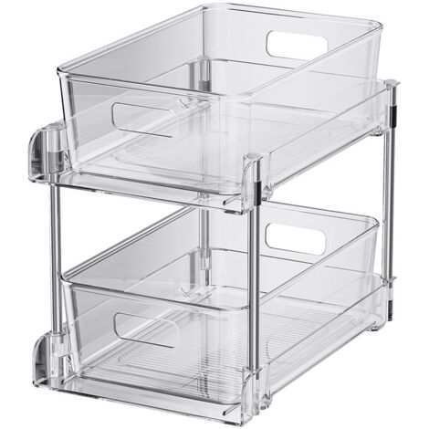 Contenitore monoblocco da posizionare sotto il lavello, contenitore scorrevole a due livelli per bagno e armadio, contenitore per mobili da cucina, per ripostiglio e cucina.