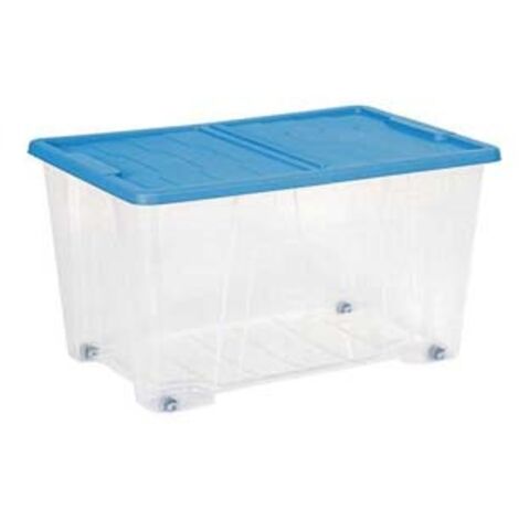 CONTENITORE MULTIUSO MASTERBOX COLORE TRASPARENTE/BLU ART.521- - cm.57x39x32h. - lt.50 - 11 pezzi DEA HOME