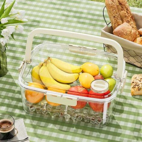 Contenitore per alimenti portatile sigillato per esterni con coperchio, 2 strati, trasparente, 32x24,5x13 cm