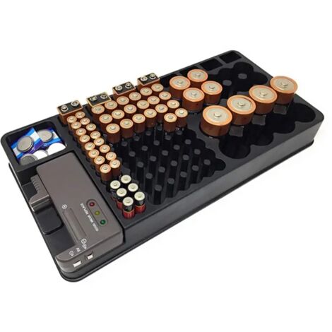 Contenitore per batterie con tester, porta batterie con dispositivo di controllo per batterie AAA AA CD 9V