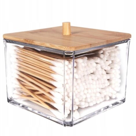 Contenitore per cotton fioc, organizer da bagno in plastica, 8,5 cm, 1 pz.