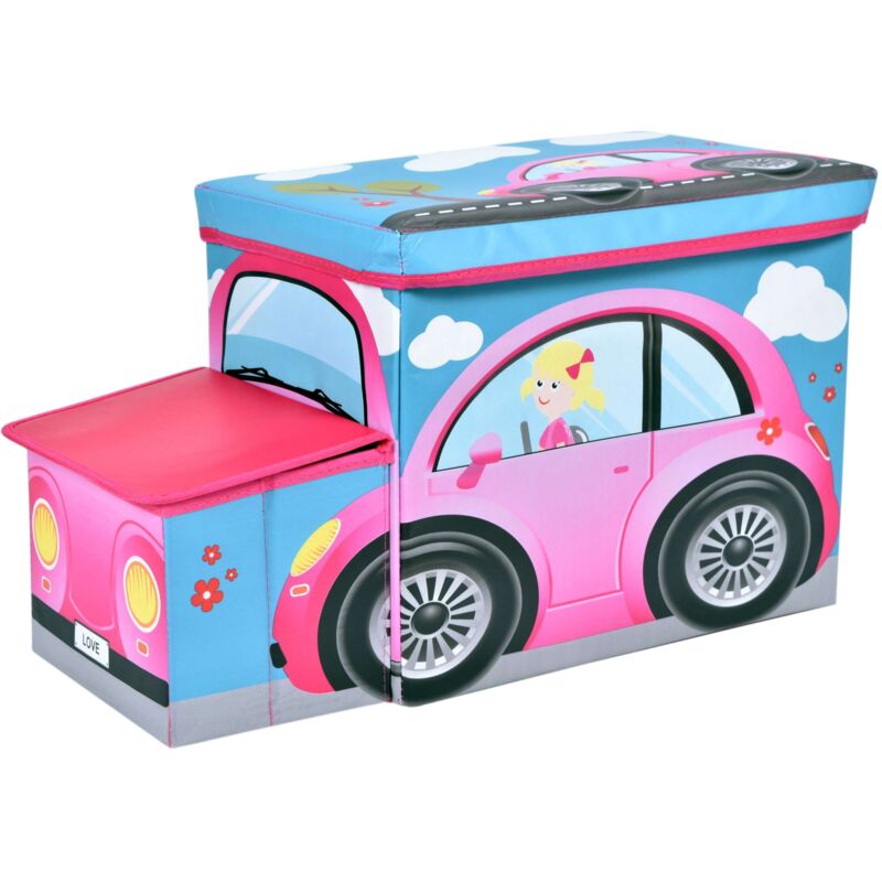 Contenitore per giocattoli per auto rosa