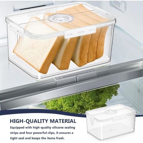Contenitore per il pane, contenitore per alimenti in PET, timer, antiscivolo, con divisori per tutti i tipi di ingredienti da cucina, 32,5 x 17,5 x 11 cm, bianco